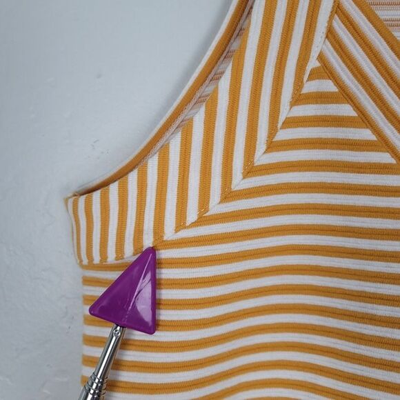 Anthropologie Deletta Size M Isa Tank Top Sleeveless Cut Out Back Striped Orange - Picture 6 of 12